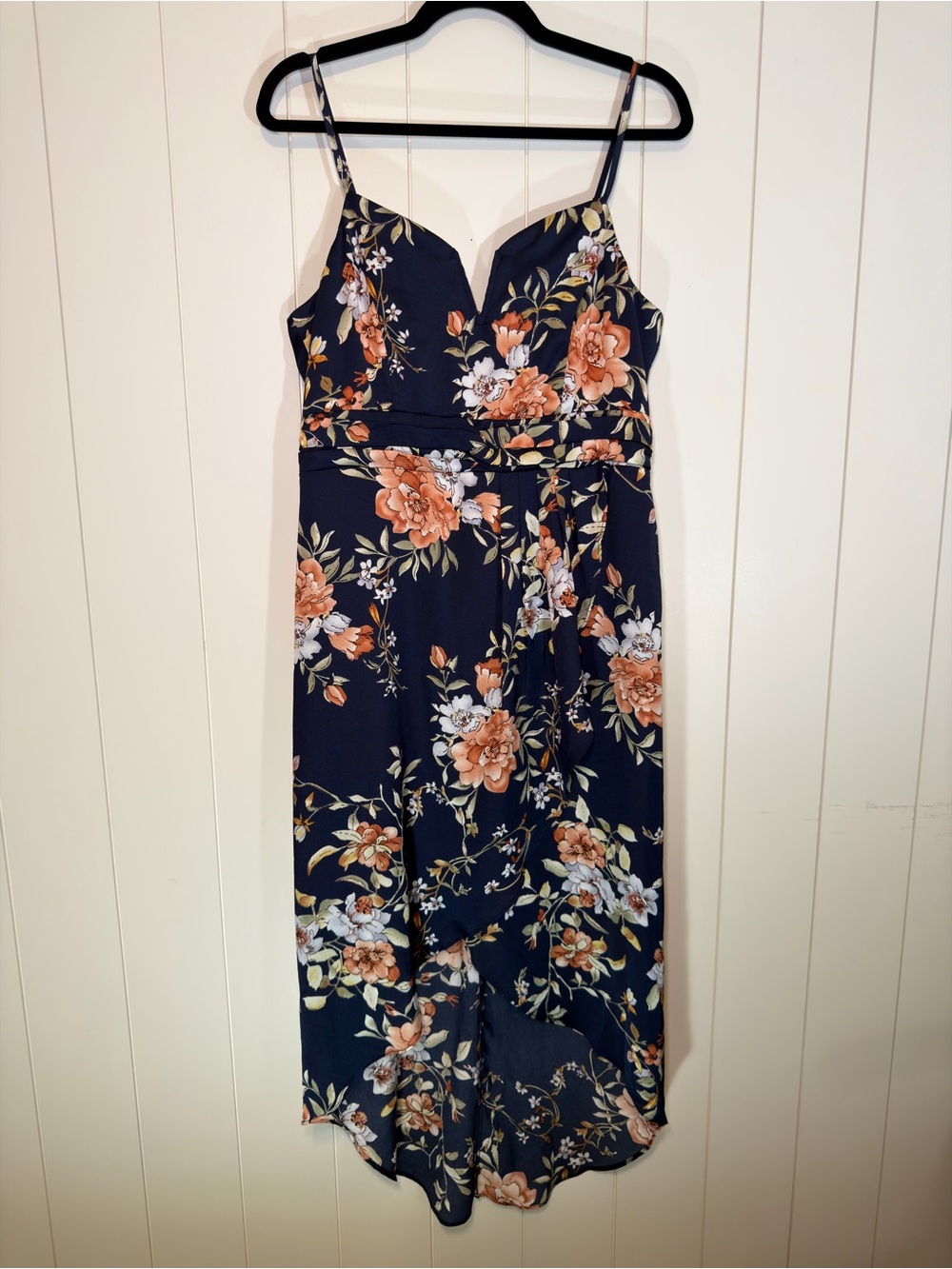 Lulus Navy Floral Maxi Dress, Size L